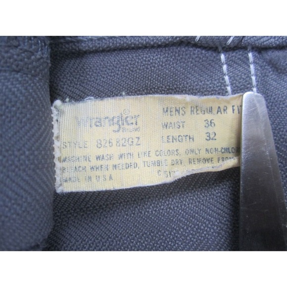 VTG Wrangler Pants Mens 36 Gray Chino 70's 80's USA Polyester Straight Leg 34x26 - Picture 4 of 9